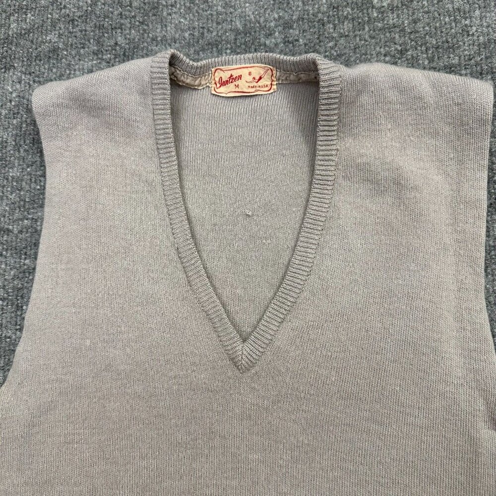 Vintage 40s Jantzen Sweater Vest Gray V-Neck Womens Medium Rare - Picture 4 of 7